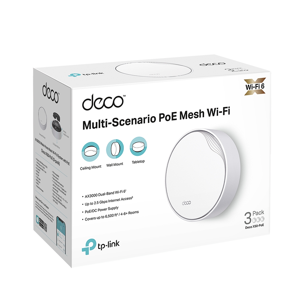 TP-LINK DECO X50-POE 3000 MBPS EV WI-FI 6 SİSTEMİ (1-PACK)